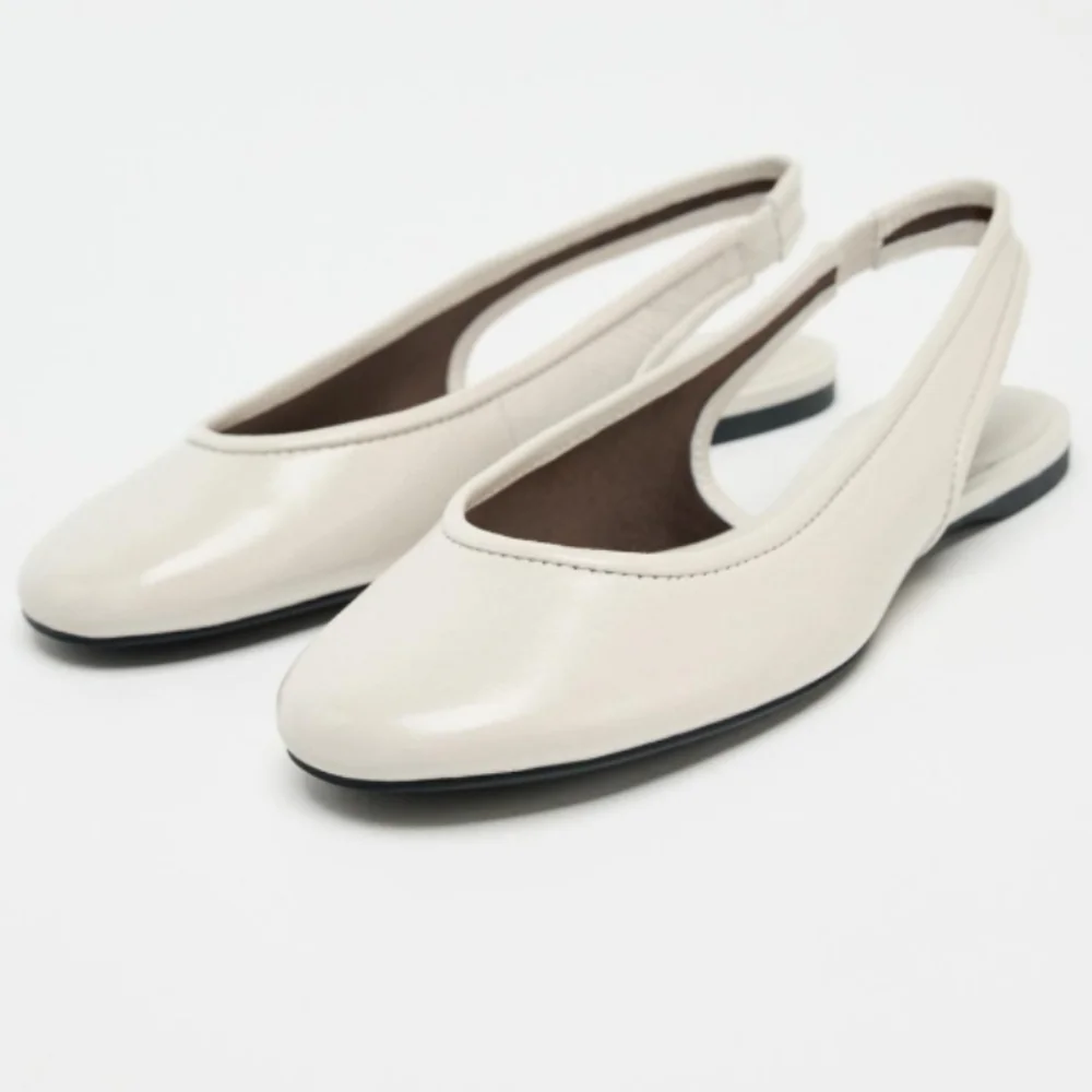 Zara Leather Slingbacks-Bone